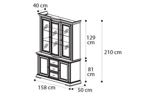 Sideboard-vitrine with drawers