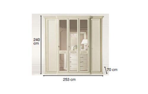 5 Door wardrobe with mirrors