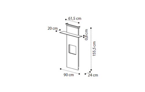 TV wall panel with led light and glass shelf