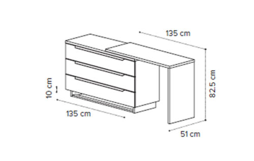 Single dresser 3 drawers + Toilette