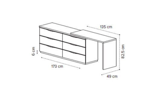 Single dresser 3 drawers + Toilette