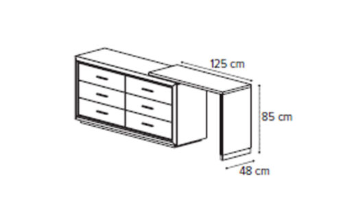 Toilette L w/double dresser