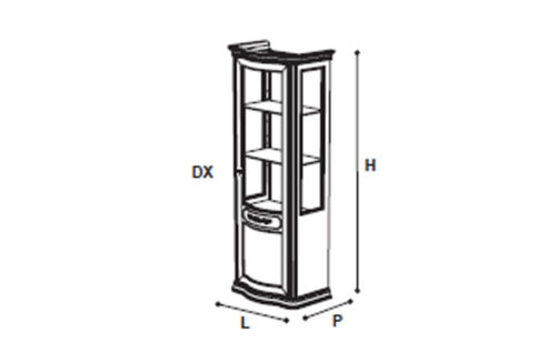 1 CURVED DOOR VITRINE W/MIRROR