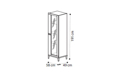 1 door vitrine DX - wooden sides