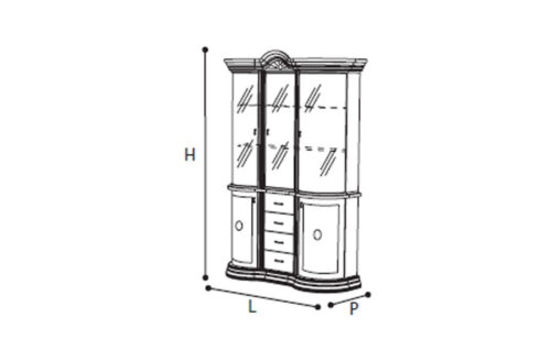 3 DOOR CABINET W/1 LIGHT