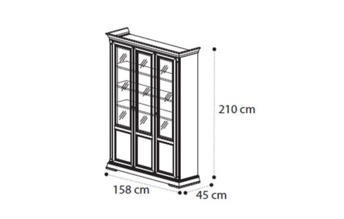 3 Door vetrine “alta” with wood shelves