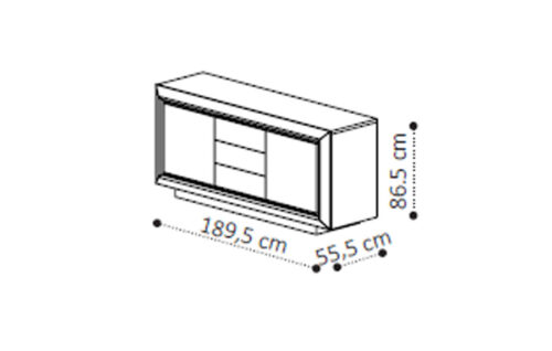 3 door buffet with drawers