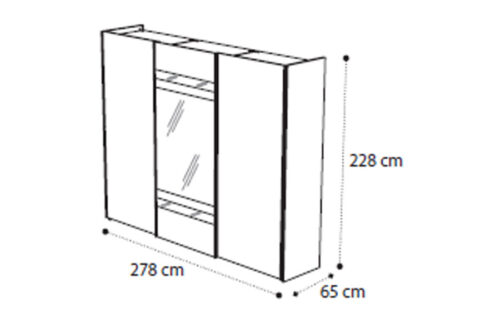 3/D sliding door with 1 mirror door