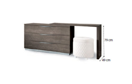 Toilette w/single dresser 3 drawers