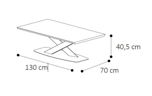 Coffee table KRYSTAL/wooden top