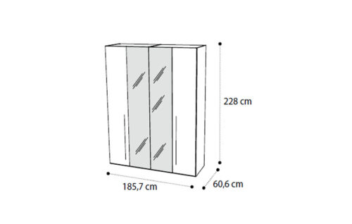 4 glass doors wardrobe