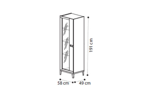 1 door vitrine SX - wooden sides