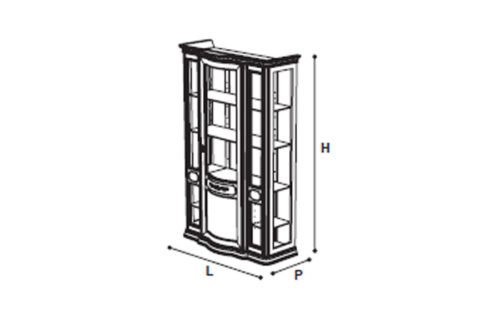 3 DOORS VITRINE W/MIRROR