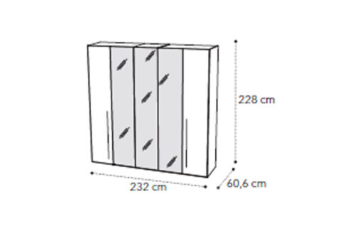 5 mirror door wardrobe
