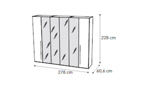 6 mirror door wardrobe