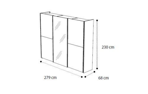 3/D sliding door with mirror door