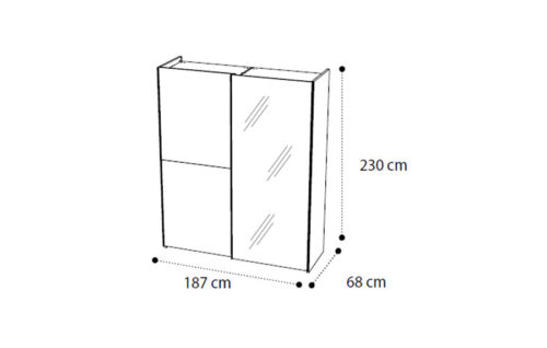2/D sliding door with mirror door