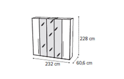 5 glass doors wardrobe