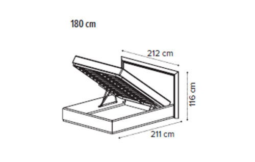 Legno Bed 180X200 w/storage frame