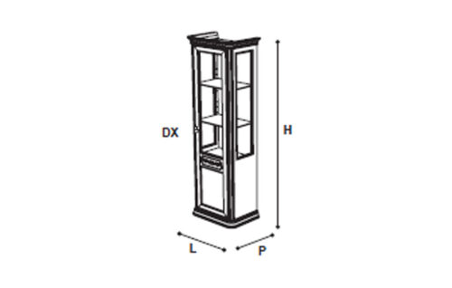 1 DOOR VITRINE W/MIRROR