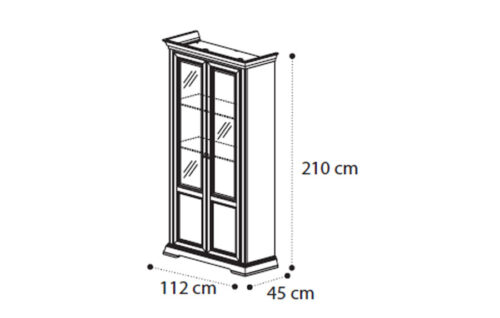 2 Door vetrine with glass shelves