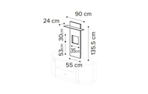 TV wall panel with led light and glass shelf